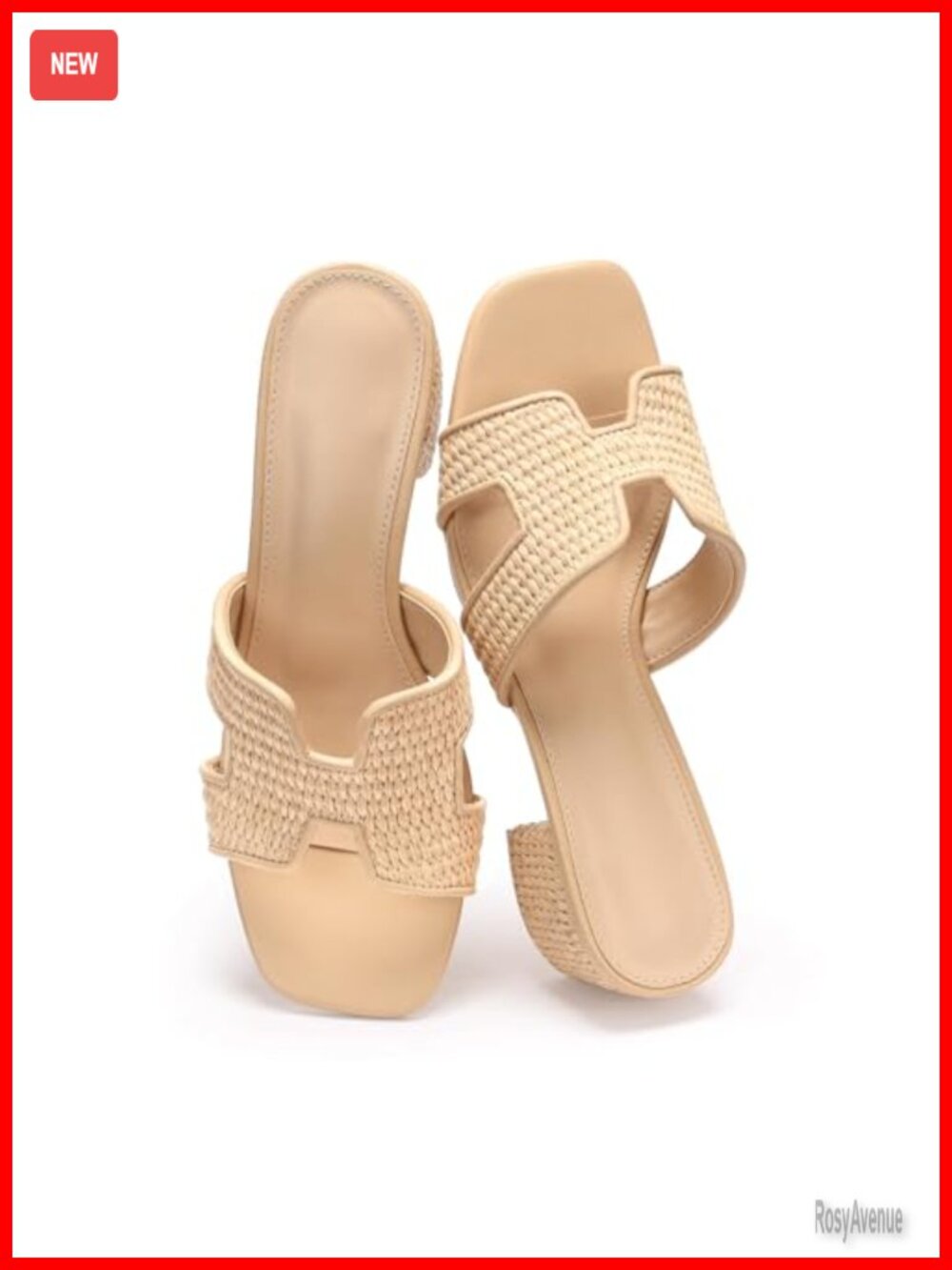 Women's Low Block Heel Cutout Mule Sandals Square Open Toe Slip On Summer Slides